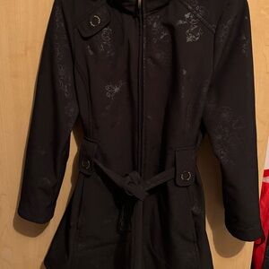 Lole Black Trench 🧥 Coat with Floral Pattern EUC